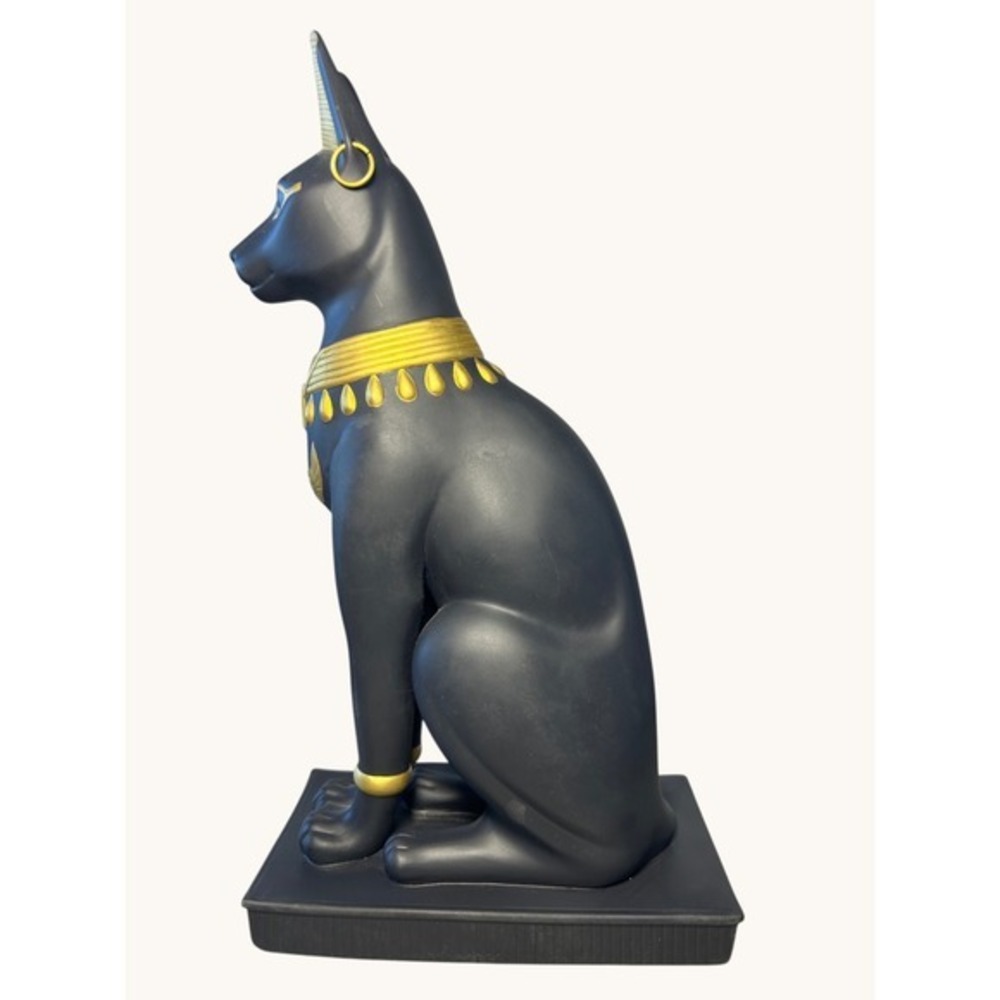 Franklin Mint Guardian of the Nile Bastet Cat Fine Black Porcelain 24K Gold 1989 - Picture 5 of 15